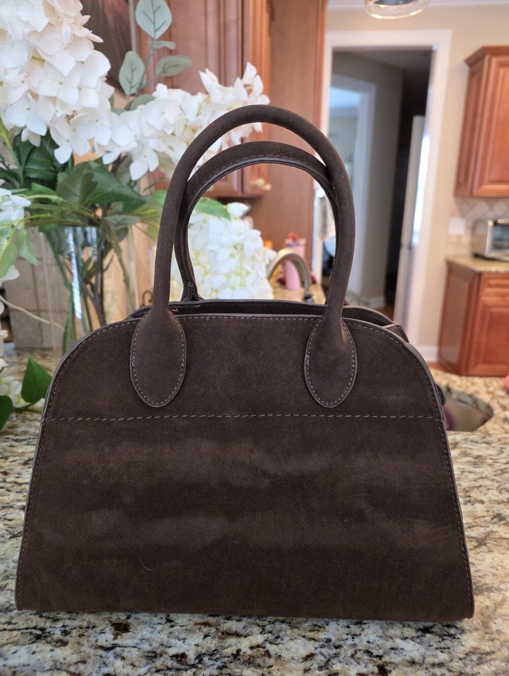 NWOT Classic Dark Brown Suede Top-Handle Women’s Bag Crossbody